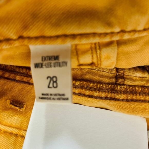 NEW BDG Extreme Wide-Leg Utility Jean Baggy Drawstring Mustard Yellow Sz 28 - Picture 8 of 12